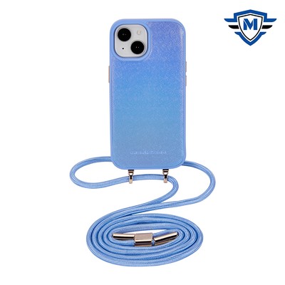 For iPhone 15 Pro Max Case PU Leather Neck Lanyard Cover + 2 Tempered Glass
