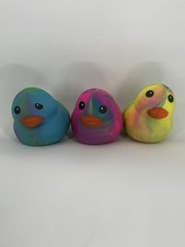 Squeezy Tie Dye Rubber Duck Squishy Toy Colorful Stress Relief Sensory Kids Gift