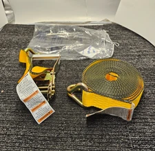 Kinedyne 513084 2" by 30' Wire Hook Ratchet Strap WLL 3335 LBS 1513 KGS Yellow