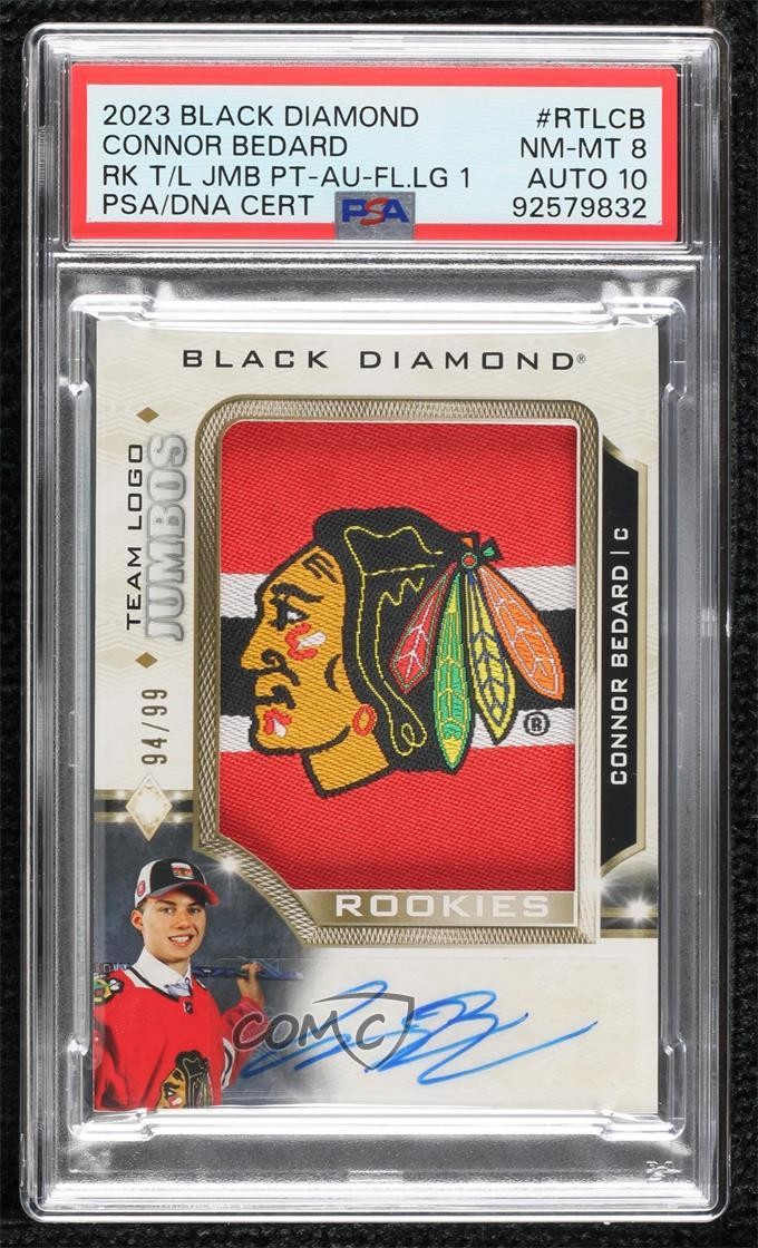 2023 Upper Deck Upper Deck Black Diamond Rookie Team Logo Jumbo Patches #RTLCB Connor Bedard front