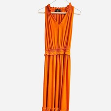 Karl Lagerfeld Womens Sleeveless Tiered Maxi Dress, orange, XS