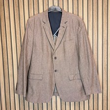 John Rocha Linen Jacket Blazer Mens 46 Brown Tailored