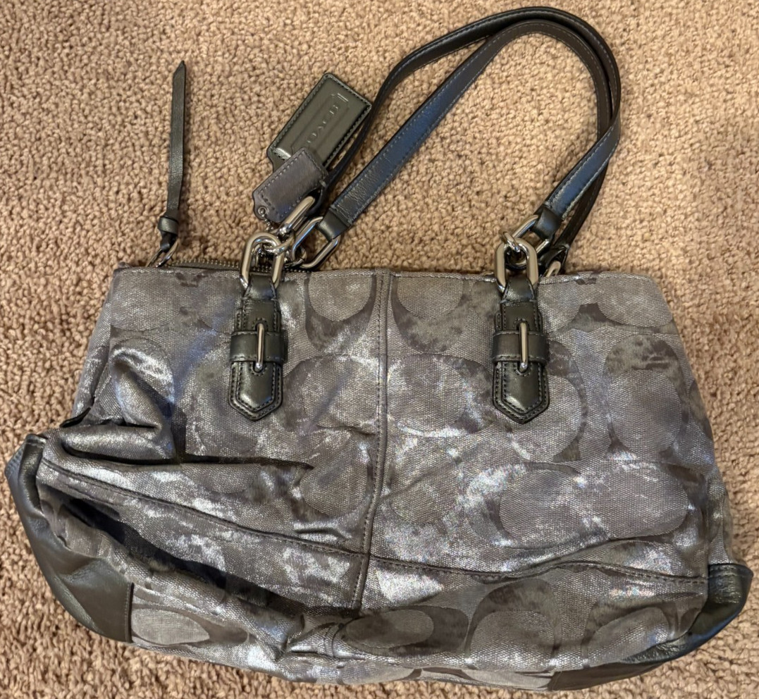 AUTHENTIC COACH BAG GRAY SILVER EUC - image 3