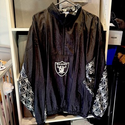 Vintage 90 s Oakland Raiders Jacket Logo Print Pro Line Apex One White Black XL