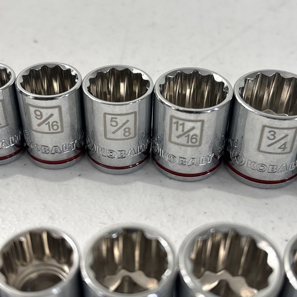 KOBALT 22 pc 3/8” Socket Set 12 Point Metric & SAE Chrome Mechanics ...