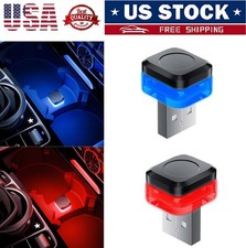 2pcs Led Usb Neon Car Interior Light Mini Atmosphere Ambient Lamp Car Blue Red