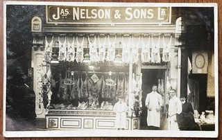 ANTIQUE RPPC JAS NELSON & SONS LTD BUTCHERS SHOP BARROW IN FURNESS CUMBRIA