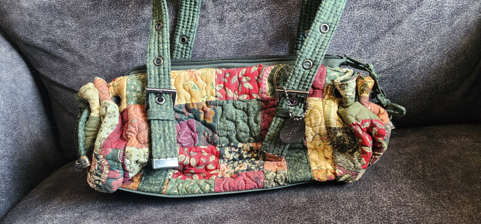 Donna Sharp Green Patchwork quilt purse small wit… - image 2