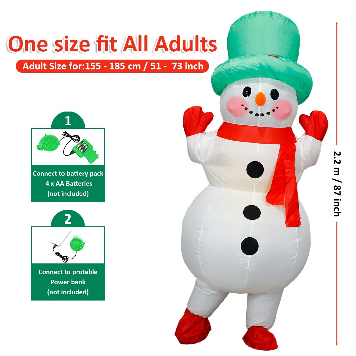 Inflatable Costume Snowman Full Body Adult Christmas Dress Up Cosplay Party Suit