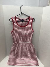 Tommy Hilfiger Women's Striped Sleeveless Tank Dress Red White M 95% Cotton