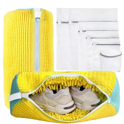 #ad XXL Shoe Washing Machine Bag Durable Zipper Washer Dryer Mesh Net Yellow 8 PCS $21.07