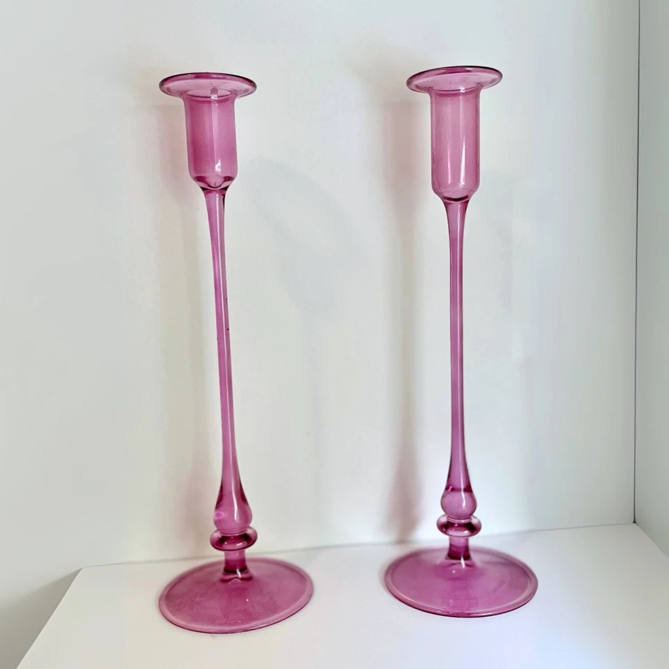 Set of 2 Anthropologie Egyptian Glass Spindle Taper Holder - Image 2 of 4