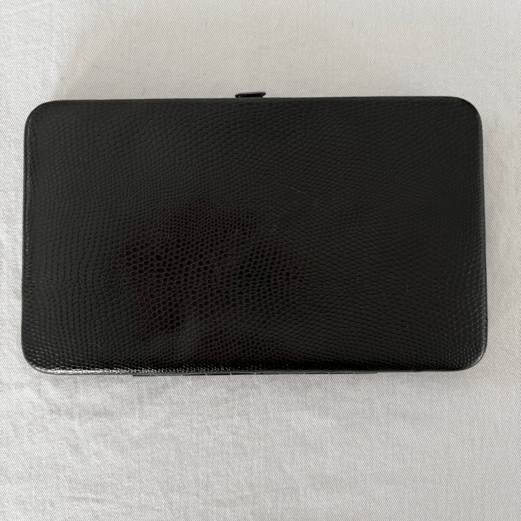 Black Python Embossed Frame Clutch Wallet | Snake… - image 1