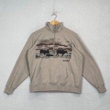 Ariat Oatmeal Real Cattle Graphic Quarter Zip Sweatshirt Medium