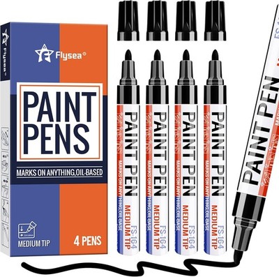 Schwarz Lackstifte Permanent Marker Stift 4 Stück wasserfest Lackmarker auf Ölbasis 3
