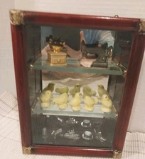Artisan Display Case with 12 Tiny Collectibles Inside Wood Glass Wall Hanging 