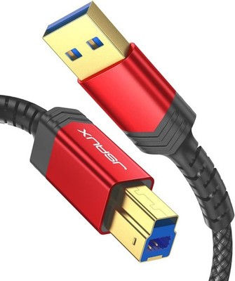 JSAUX USB 3.0 B Kabel [3M, 5Gbps] USB A auf USB 3 Typ B Kabel, Nylon, Geflochten