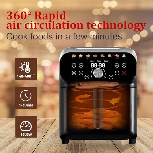 6.2QT Digital Air Fryer Oven with LED Display 10.63D x 13.78W x 12.72H