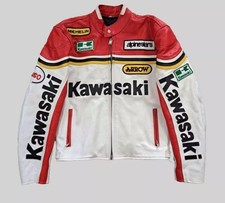 new Kawasaki Motorbike Racing Vintage Rare motorcycle Real Leather Biker Jacket