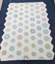 Vintage Beautiful Quilt Different Pieces Hand Woven size 106x73 inches