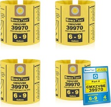 4 Pack CMXZVBE39970 Shop Vac Bags for CRAFTSMAN 6 and 9 Gallon Wet/Dry Vacs, Par