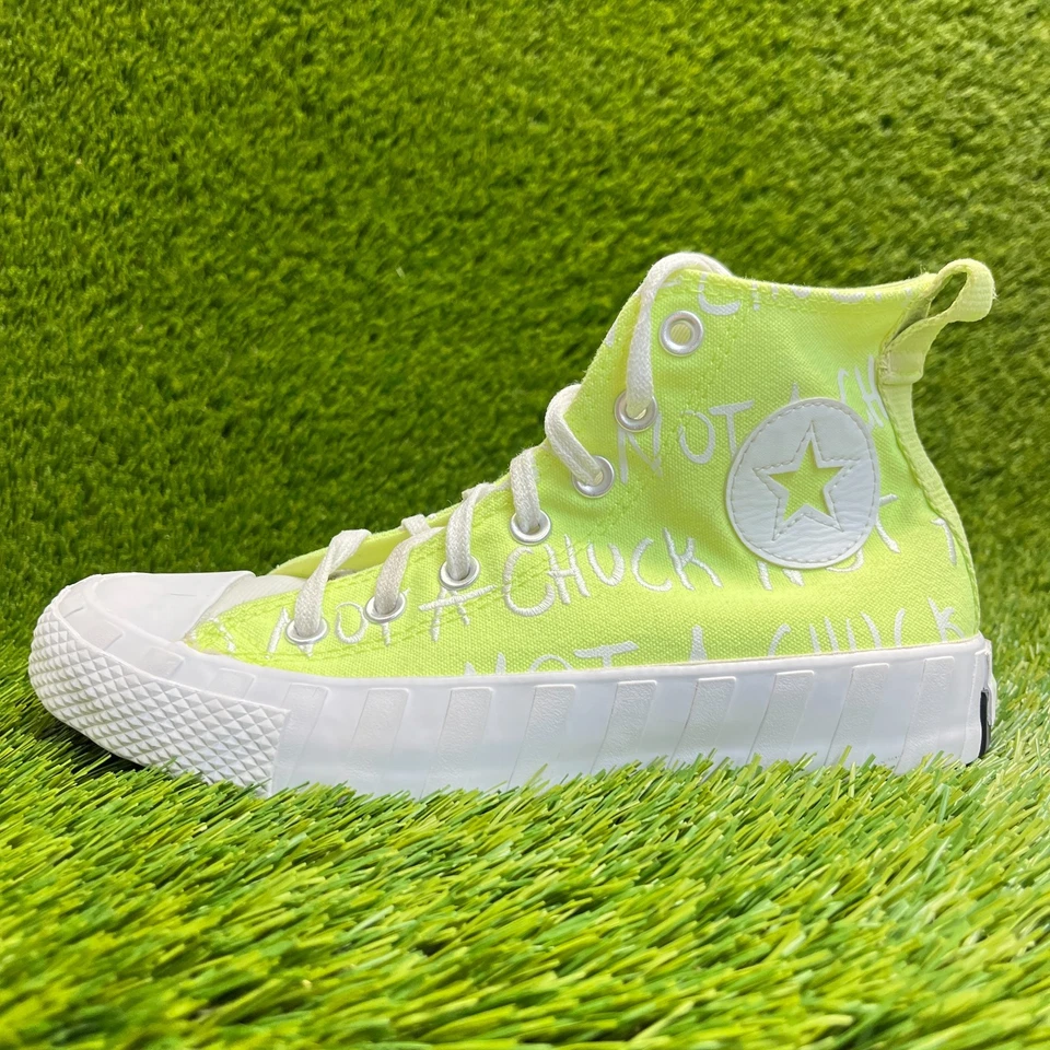 Zapatillas deportivas informales Converse UNT1TL3D altas para niños talla 5Y verdes blancas Foto 3 de 4