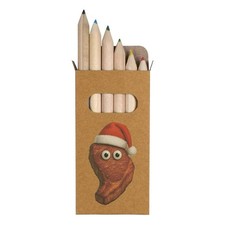 6 x 'Funny Christmas Steak' Short Colour Pencils PE00085220
