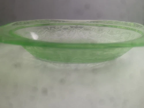 Vintage Uranium Depression  Oval Glass Serving Bowl 7"X10" Glows