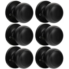 HOSOM Dummy Door Knob, 6 Pack Matte Black Interior/Exterior Door Knobs for Cl...