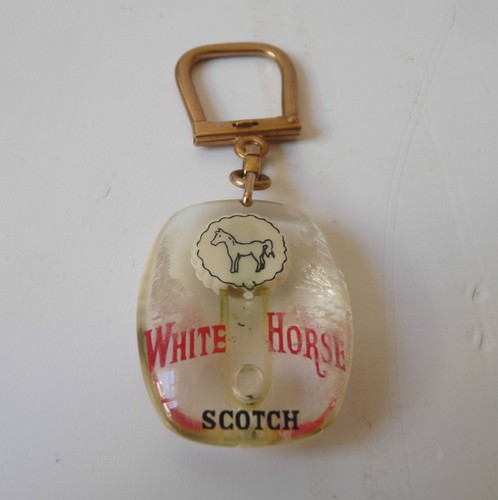 Porte Clé Bourbon mobile bouteille Scotch White Horse Keychain Key ring 1960s - Afbeelding 3 van 5