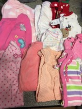 Baby Girls Newborn 0-3 Starter Lot of 20 Sleepers, Gowns, PJs, Blankets, Towels