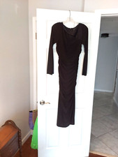 Adrianna Papell beaded black evening gown.