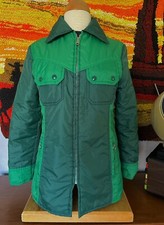 1970s Two Tone Green Puffer Jacket
