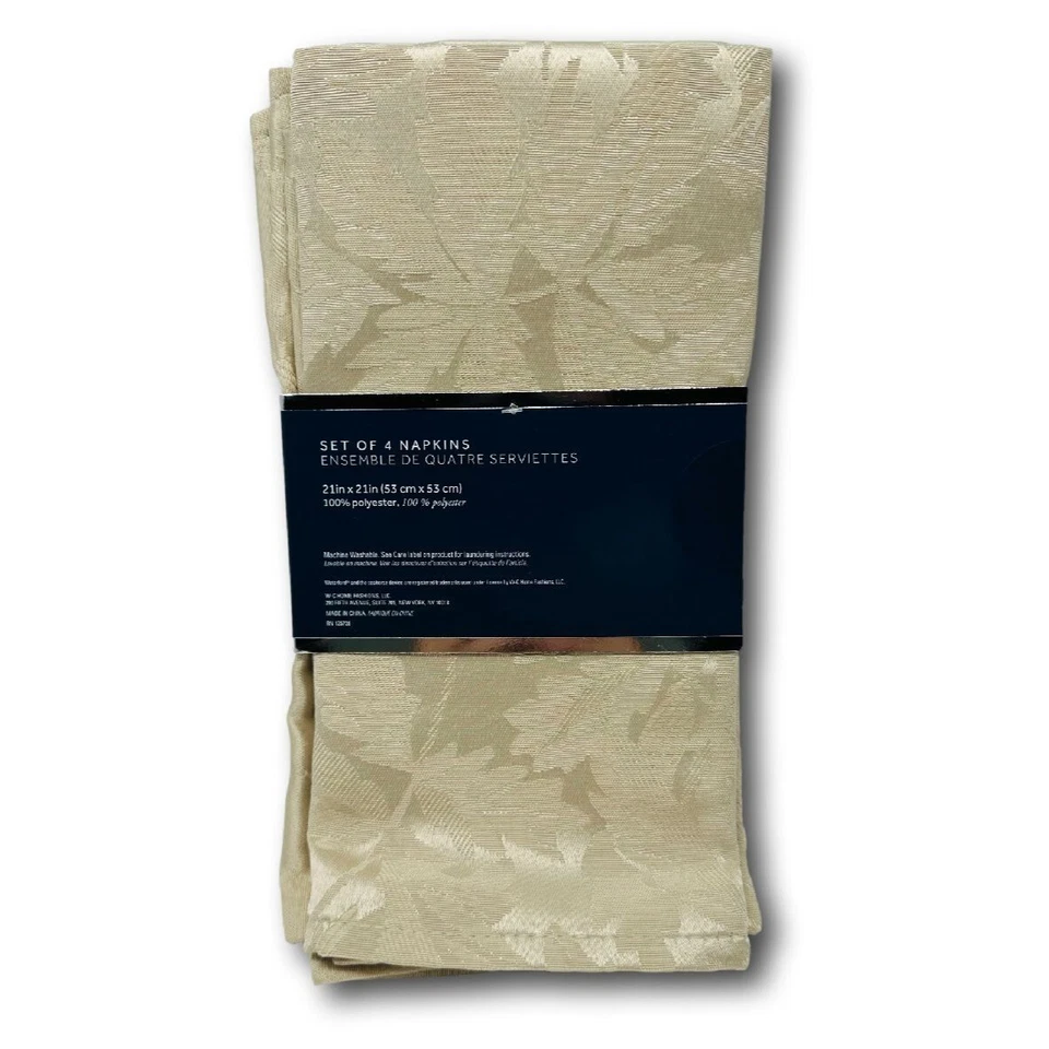 Waterford Dinner Napkins Autumn Leaves Beige Thanksgiving Set of 4 - Image 3 of 3