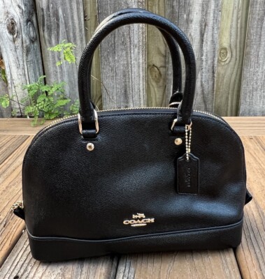 Coach Mini Sierra Satchel Crossbody Black Crossgrain Leather F27591
