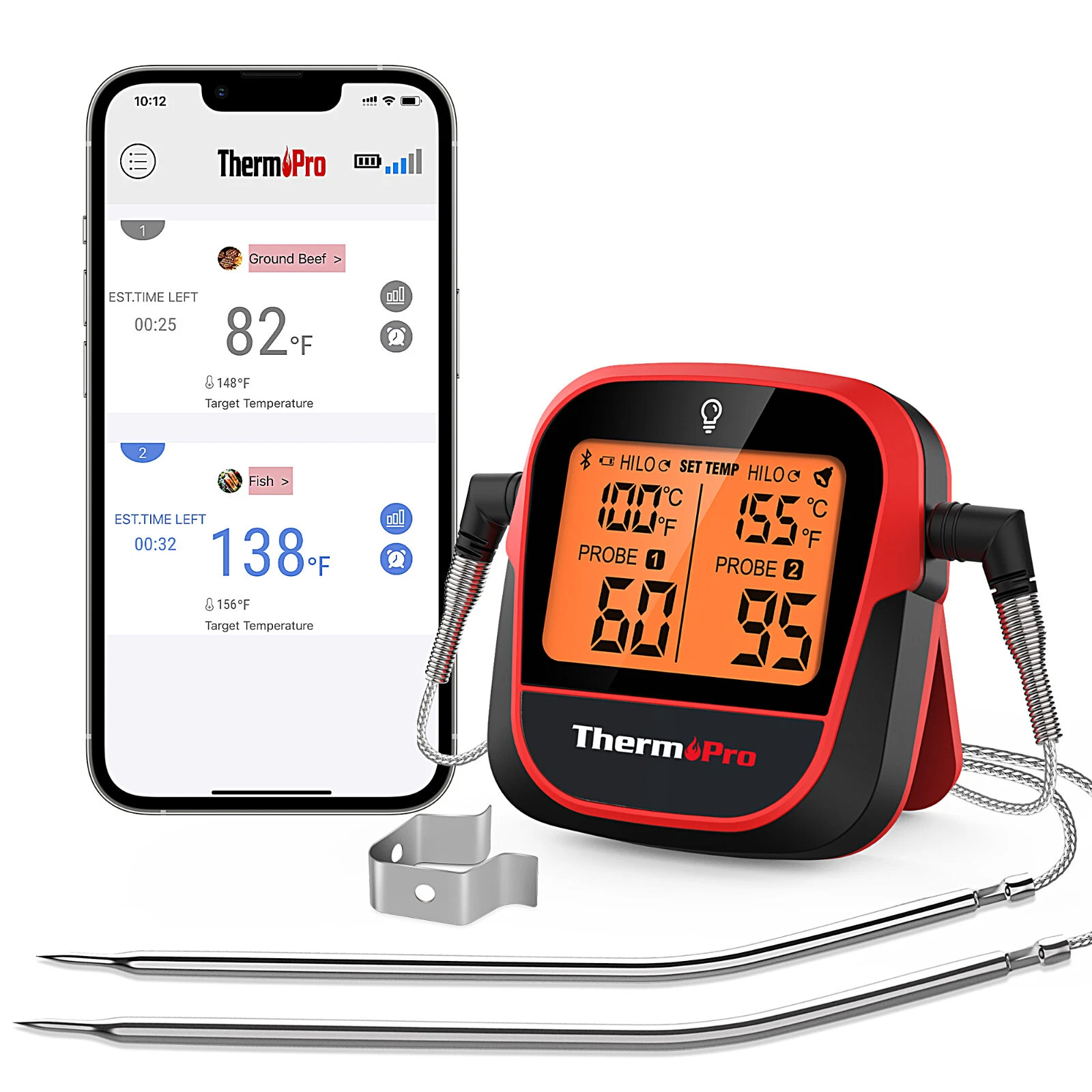 ThermoPro TP902W Wireless Bluetooth Meat Thermometer 2 Probes for Cooking Grill