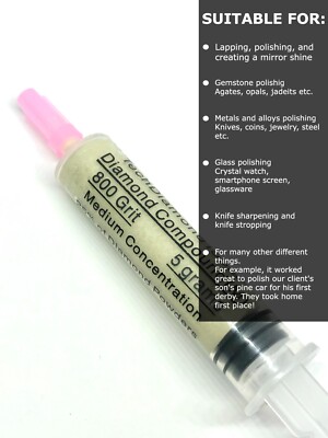 Diamond Paste Compound Polishing Lapidary 800 (M) Grit; 5 Gram (MADE IN USA)