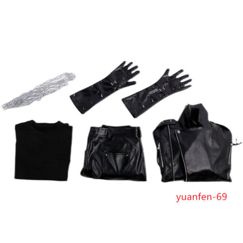 Marvel Ghost Rider Costume Men Cosplay Motorbike Jacket Coat Top Pants Outfit - Picture 8 of 13