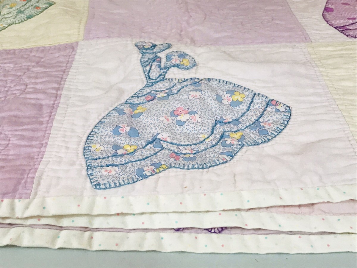 Antique SUNBONNET SUE QUILT VINTAGE 1930/1940s FEEDSACK  display picture 2