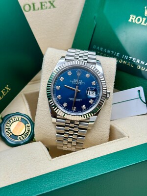 Rolex Datejust 41 NEW 2024 Blue Diamond Dial Fluted Stainless Steel Jubilee