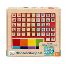48pc Wooden Letters, Numbers,  Shapes Stamp Set - Chuckle  Roar