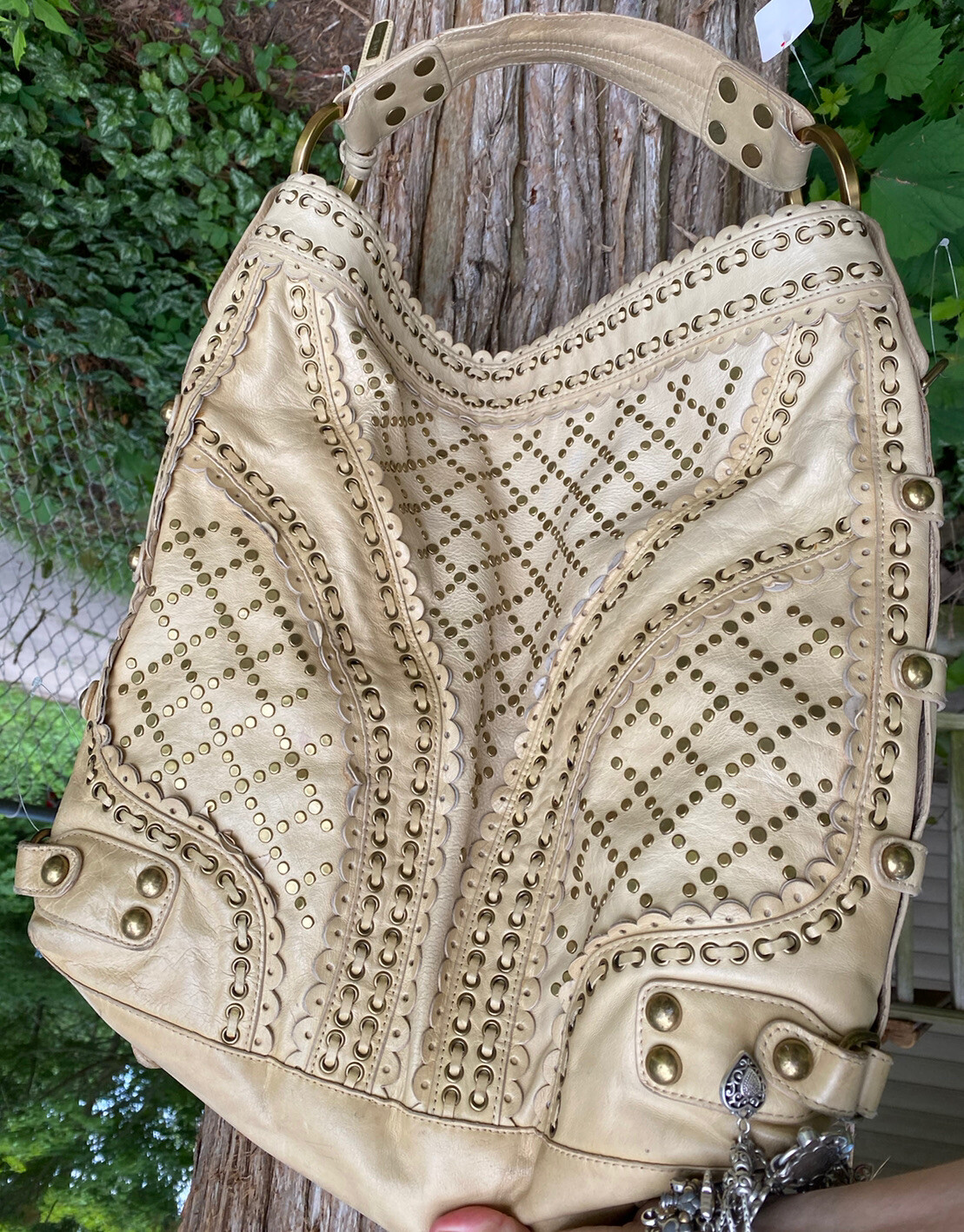 PONY Borsa a tracolla Isabella Fiore KATRINA cucita a mano borchie borchie con borchie con borchie con