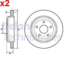 2X DELPHI Bremsscheibe Für JEEP Grand Cherokee IV BUICK Envision 68035022AB