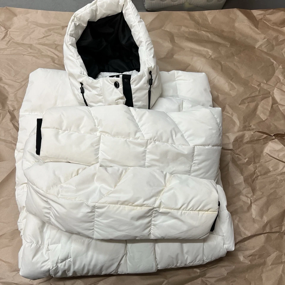Top Ten Polaris Abrigo Largo Acolchado Plumón Pato Blanco Parka Marca Coreana Talla:s Foto 3 de 4