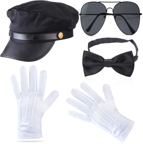 2 Stück Chauffeur Kostüm Zubehör - Mütze & Sonnenbrille Für Halloween, Party & Karneval