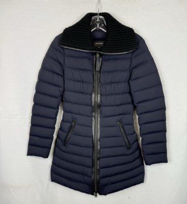 Mackage Down Fill Coat Parka Knit Collar Blue Size XS US