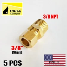 5 PC - Compression Brass Fitting 3/8" OD Tube X 3/8" NPT Male Pipe,lead free