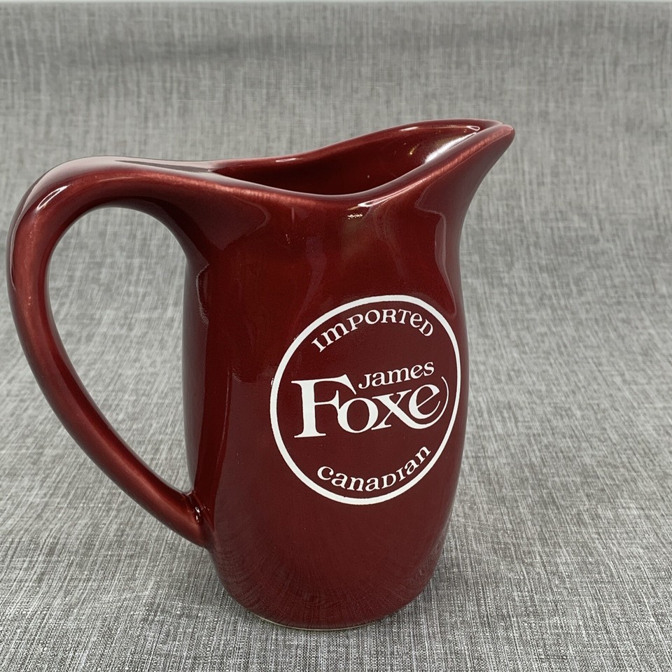 Vintage James Foxe Canadian Whiskey Pitcher Pub Jug Advertising Barware