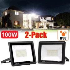 2 Pack 100W LED Flood Light Garden Outdoor Lamp Yard Security Spotlight Fixtures