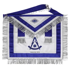 MASONIC Blue Past Master 100% Lambskin Apron, Silver Past Master Apron, Pm Apron